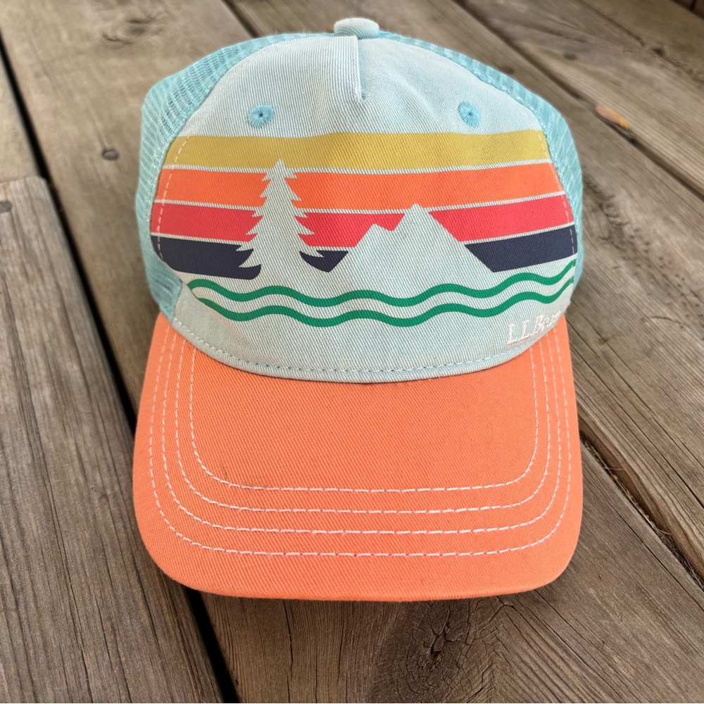 L.L. Bean Retro Graphic Blue and Coral Hat